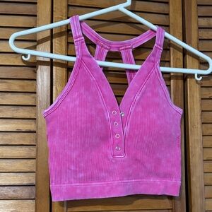 Zenana Pink Ribbed Snap-Front Brami